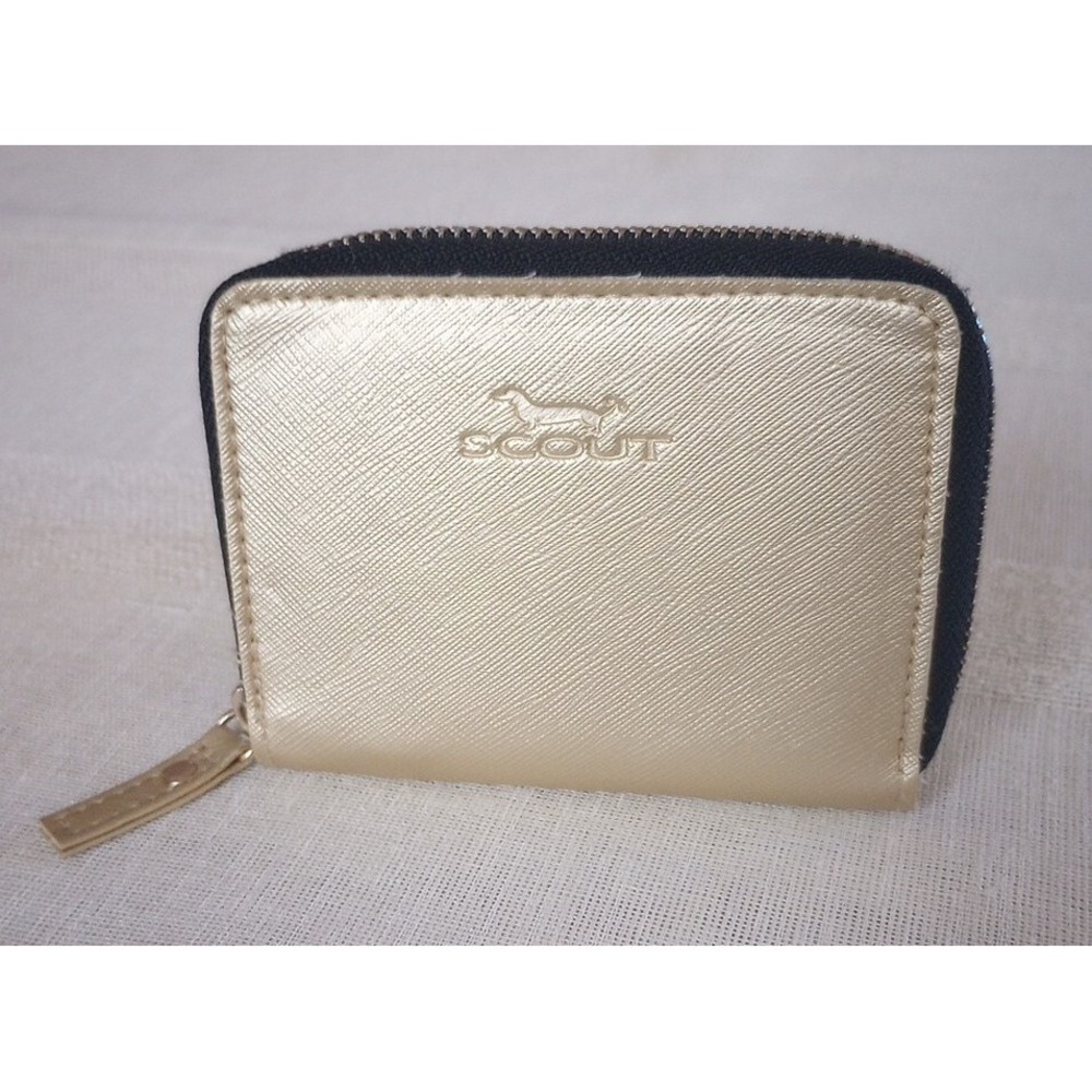 SCOUT Gold Zip-Around Travel/Small Pocket Change/Card Wallet 4.5"x3.5"X1" EUC